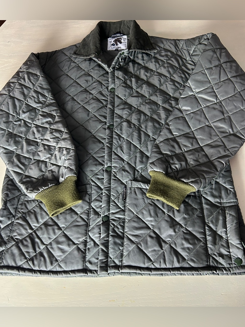 Lavenir Men's Jacket 44 LARGE Quilted Equestrian Green Made in England